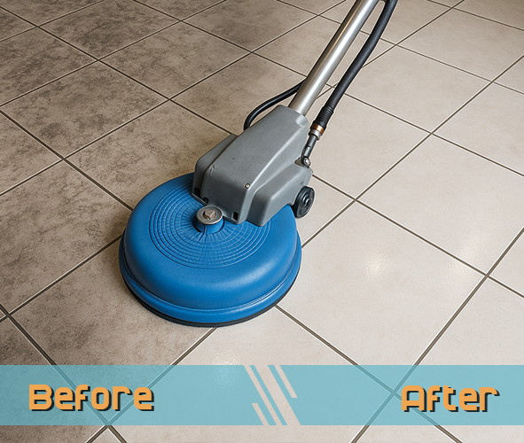 Tile bafore and after cleaning